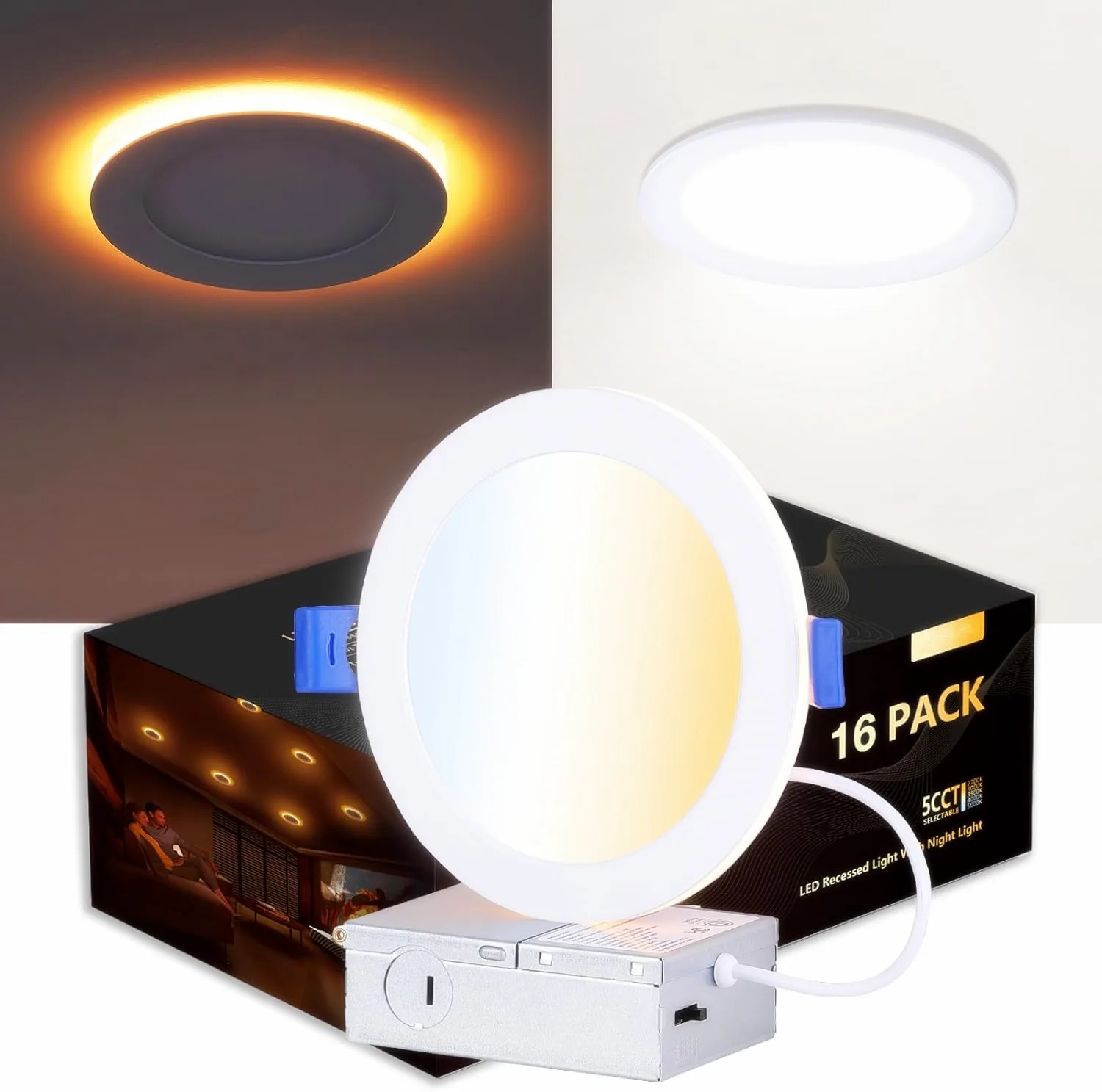 4 inch 9W 6 inch 12w+3w Slim panel LED nightlight Recessed Potlight ETL Energy Star 5CCT down wafer led light for home ceiling