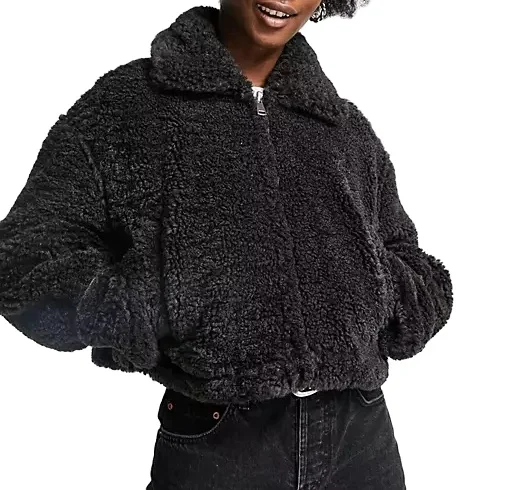 New arrivals women  zip through borg jacket
