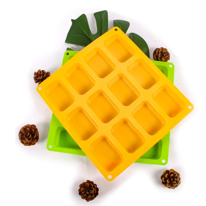 Hot-selling  12 Cavity Mini  Loaf Pan  Cake Tool Silicone Muffin Pan, Silicone Soap Mold