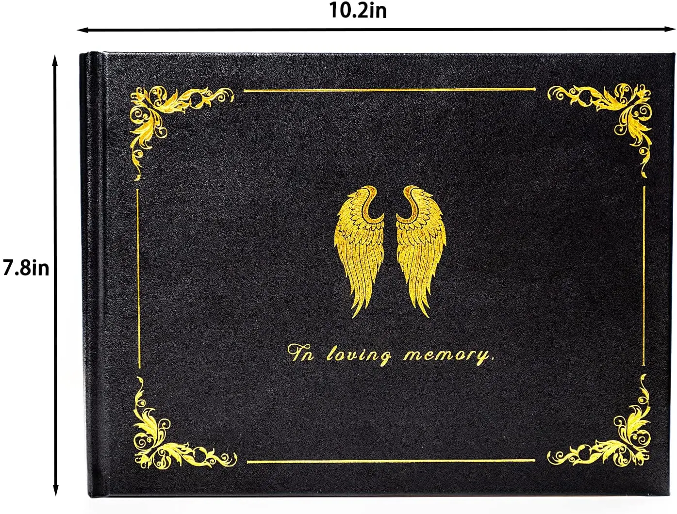 Custom on Demand  Black Hard Cover Memorial Guest Book Memorial Guest Book for Funeral in Loving Memory with Foil Stamping
