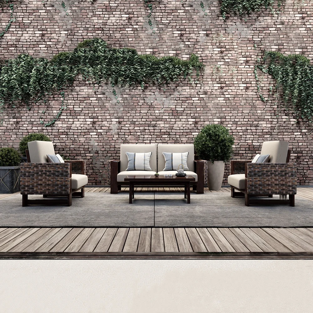 
aluminum couch outdoor woven rope strap deep seating furniture 