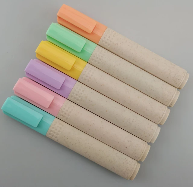 Eco friendly wheat straw materila macron colors highlighter markers for school and business