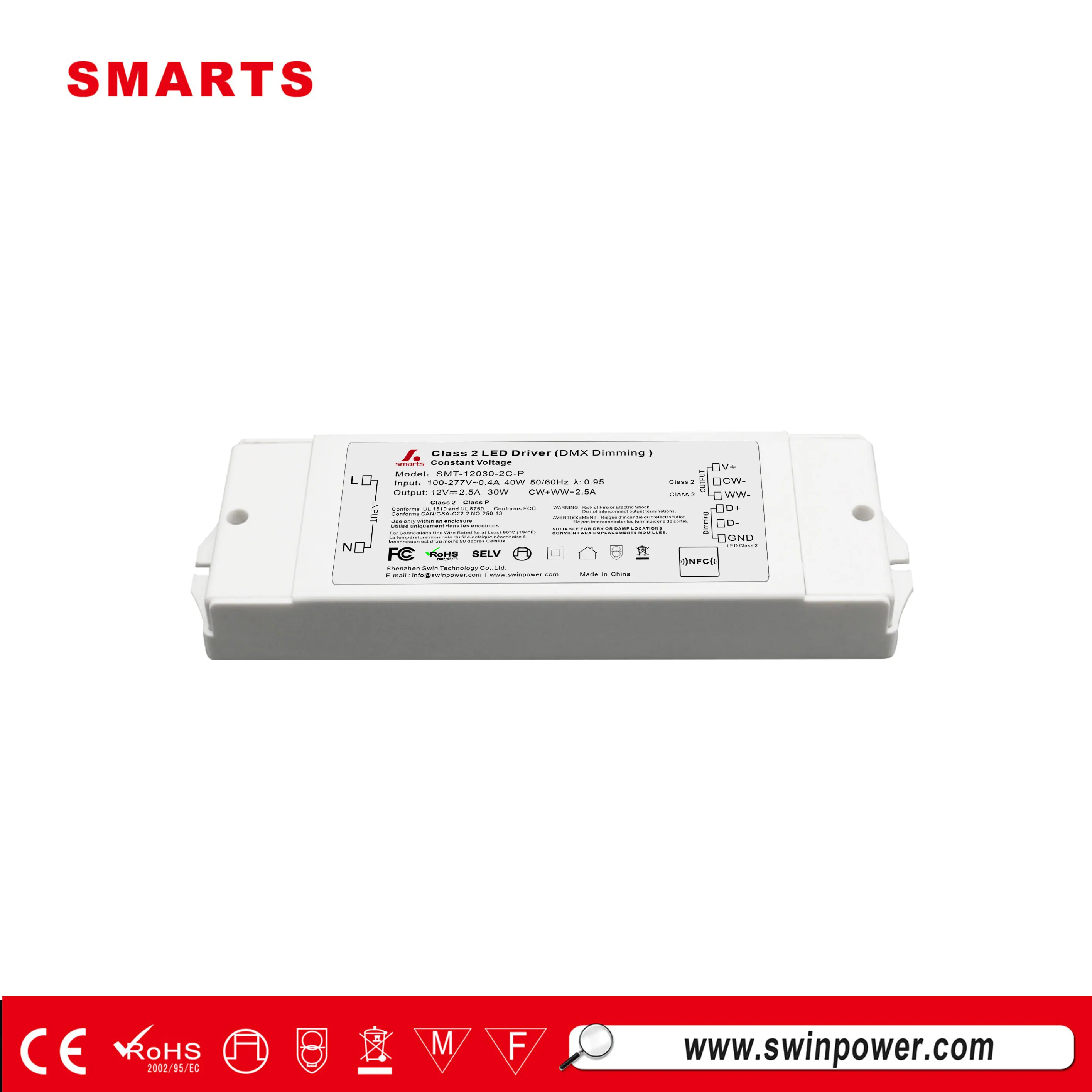 UL listed 24V 30W led driver dmx 2 channels CCT dimmable 24 led driver