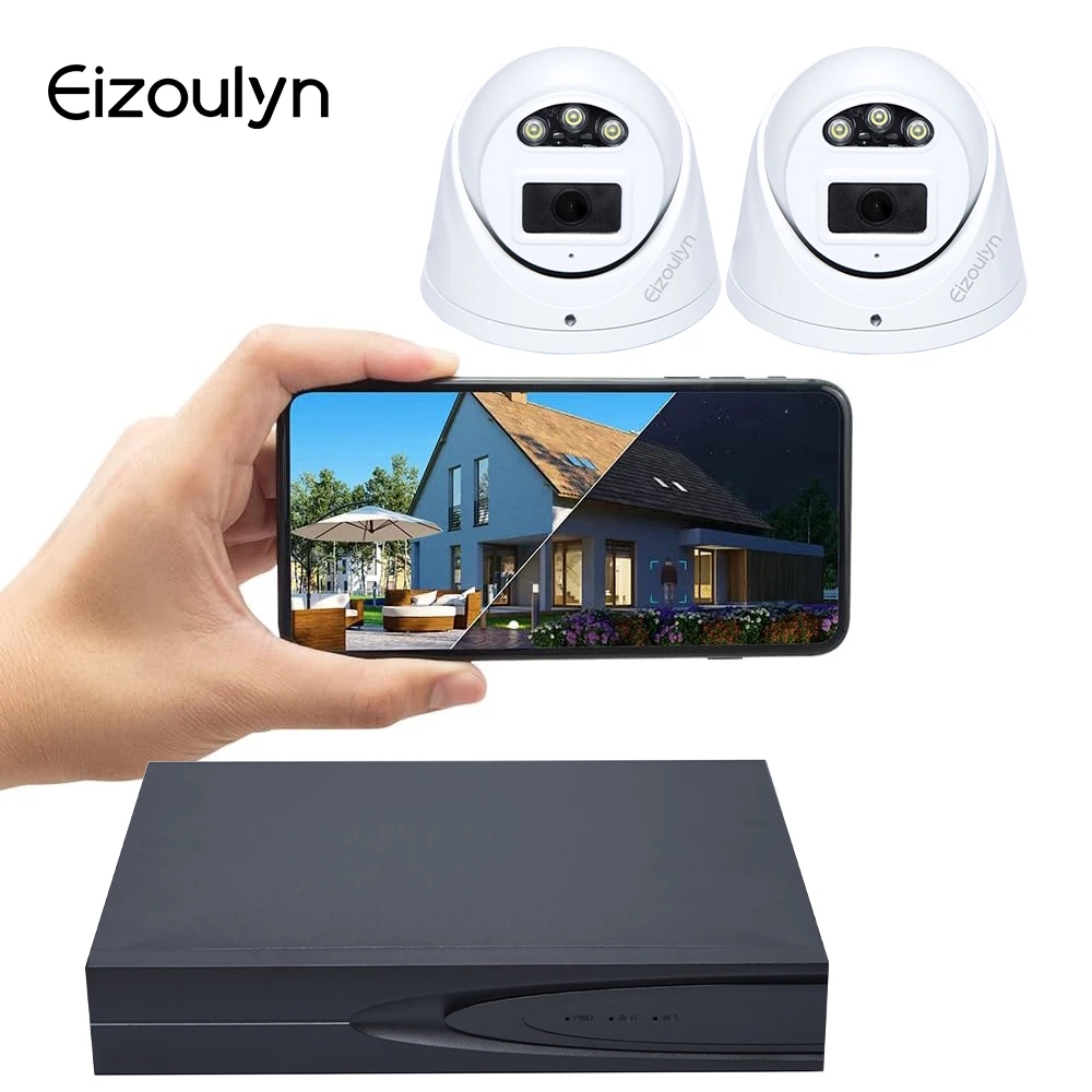 Eizoulyn Ultra HD 4K Nvr 8 channel Camera AI Home Camera CCTV IP Poe Surveillance Camera System 8Channel 8MP Poe Nvr Kit system