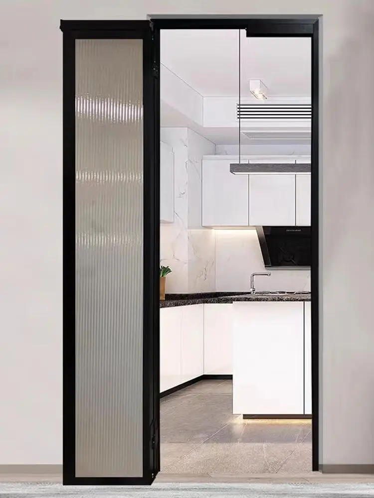 China custom sliding folding integrated PT/PD glass door for balcony kitchen and bathroom