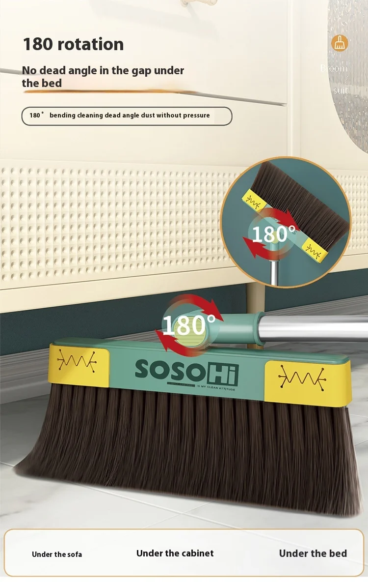 Household Brushes no-Folding Non Stick Hair Sweeping Tool Broom Dustpan Set Combination