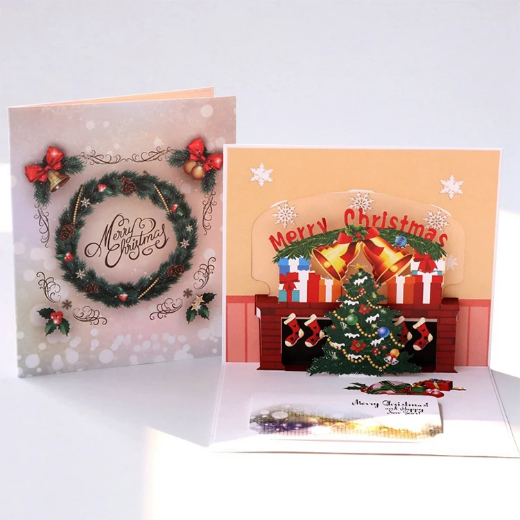 Christmas decoration supplies Creative 3D paper engraved empty postcards greeting cards