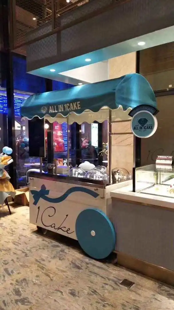 MILES Ice Cream Cart Display Gelato Cart hand push trolley gelato maker 4 tubs continues churning all in one mobile gelato shop