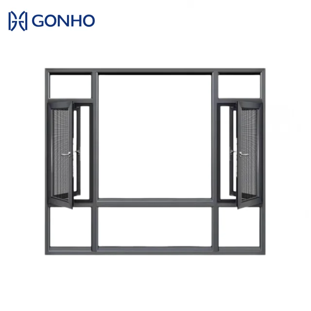 Gonho Standard Aluminum Casement Window Sizes House Glass Windows Customizable Waterproof Interior Safety Window