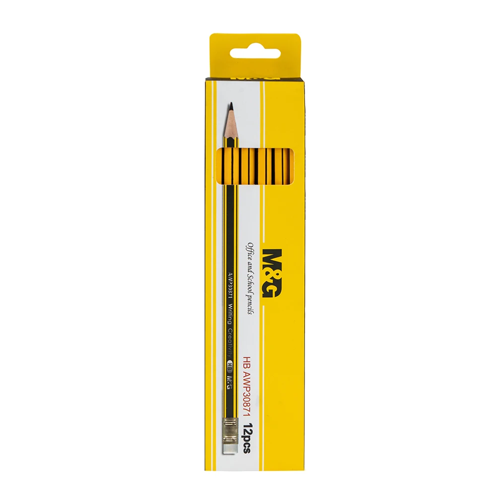 12pcs Boxed Borrador De Lapiz Hexagon Hb Drawing Sketching Wooden Standard Pencil With Eraser