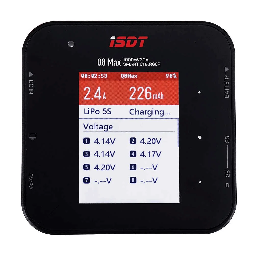 ISDT Q8 Max BattGo 1000W 30A High Power Battery Balance Charger FPV Discharger 1-8S Lipo Battery FPV Racing Drone Quadcopter DIY