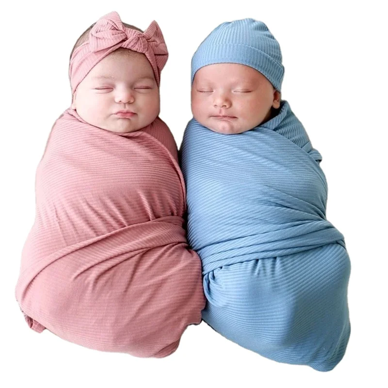 Высококачественный простой детский пеленочный комплект с шапкой новый подарок для ребенка одеяло новорожденных