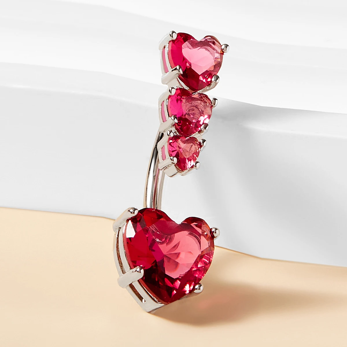 Stainless Steel Belly Button Rings Heart Shape  woman belly bodi heart ring belli pierc jewelri Body Piercing Jewelry