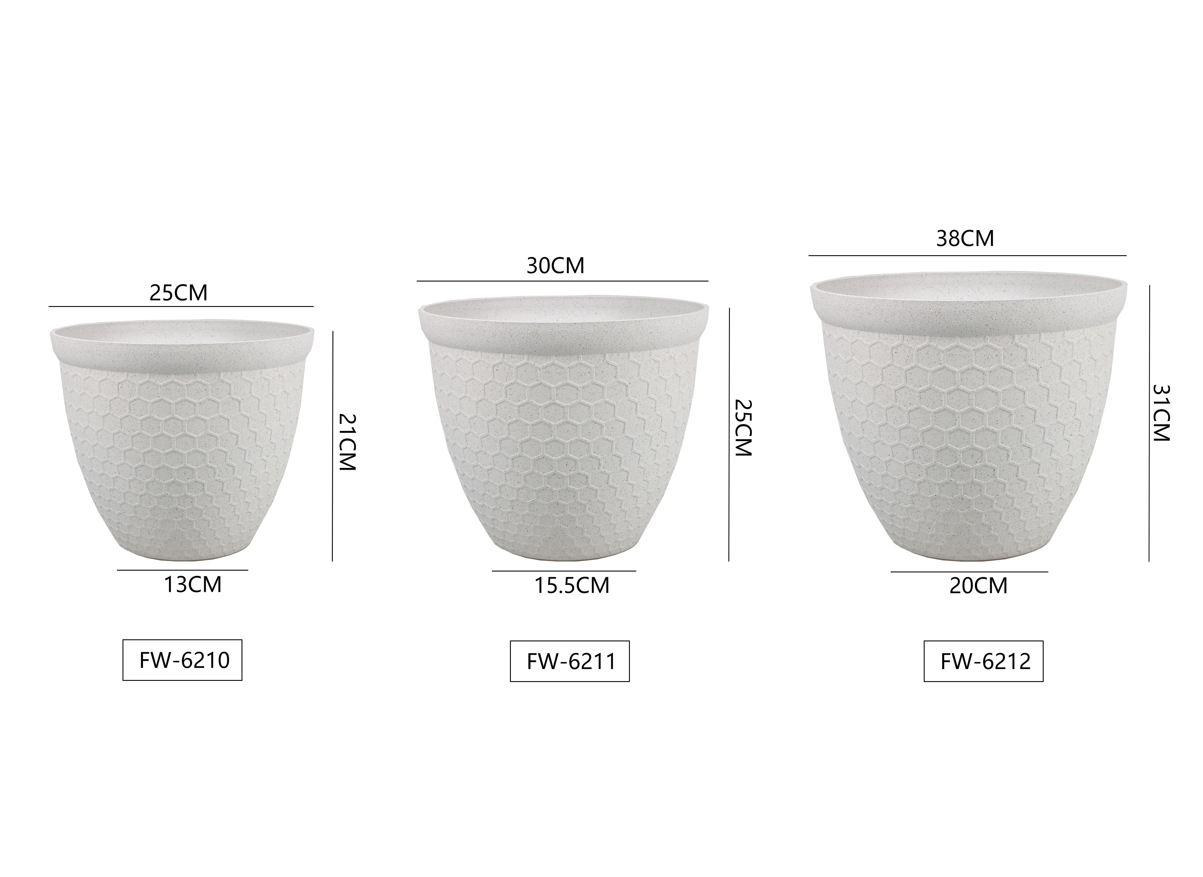 Wholesale 15 Inch Medium Potted Plant Plastic Flowerpot With Hexagon Pattern Glazed Planter Pot