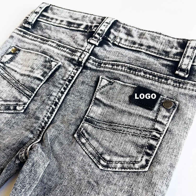 Hot Selling Acid wash Slim Fit Jeans Pants For Baby Boys Stretchy Soft Material Kids Jeans