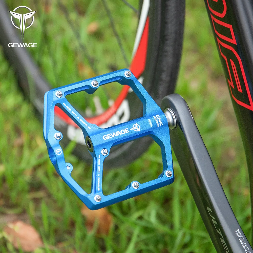 GEWAGE MTB bike pedal aluminum alloy 3 Bearings Widen Anti-slip Bicycle Pedals