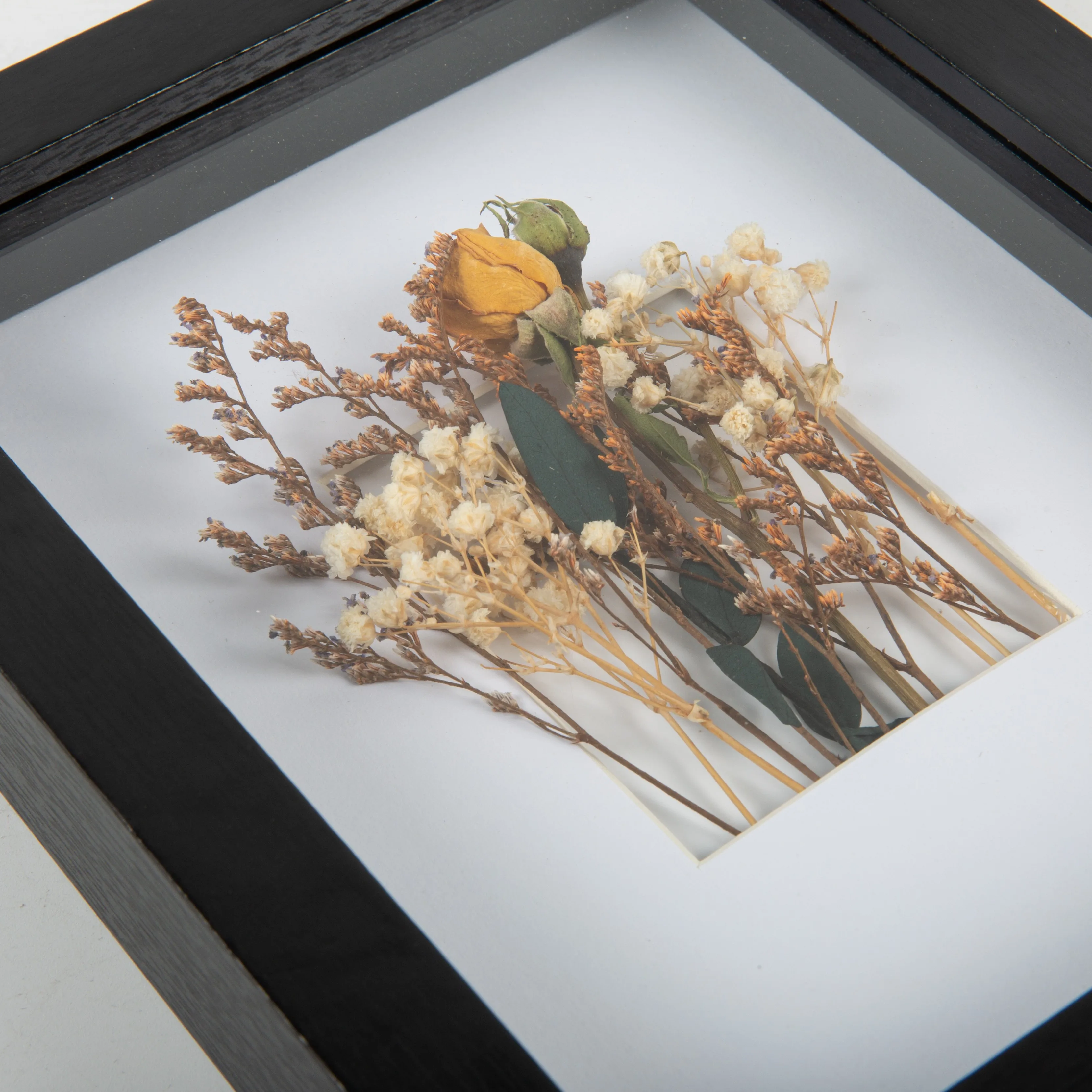 Sofine High Quality Customized Black DIY Dried Flower Display Wooden Shadow Box Frame With Glass