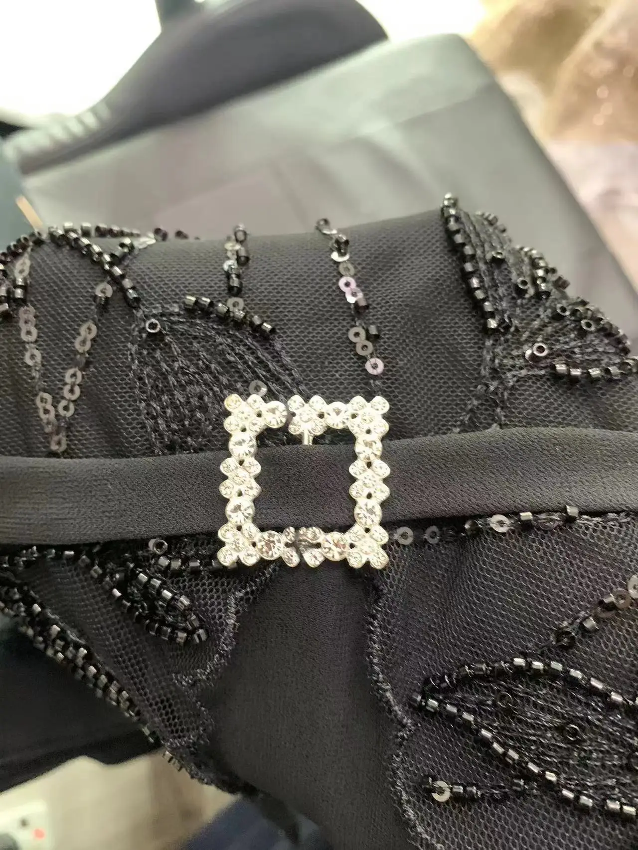 Fashion Scarf Handbag Diamond Decoration Metal Buckle Silver 15mm Square Rhinestone Garment Strap Buckle For Women