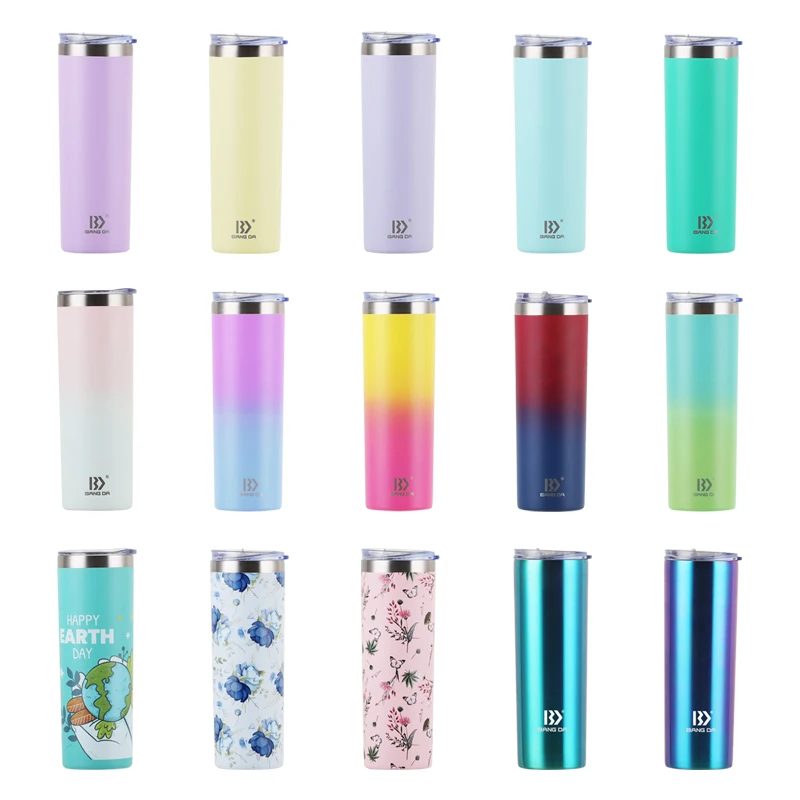 Wholesale 16oz 22oz Straight 2 Lids Stainless Steel Insulated Vacuum Drinkers Cups Coffee Tumbler