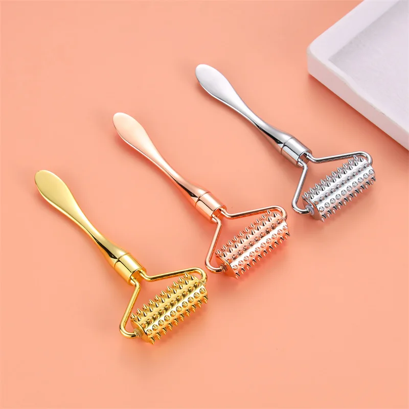 Massage Instrument Scraping Plate Metal Roller Massage Facial Scraping Tool Micro Needle Roller Facial Massager