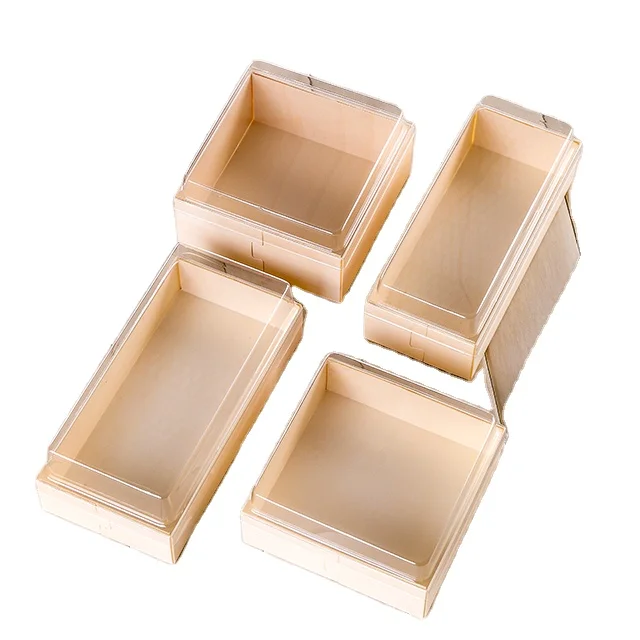 Sandwich Packaging Box Disposable,  Wooden Baking Dessert Cake Takeaway Box/