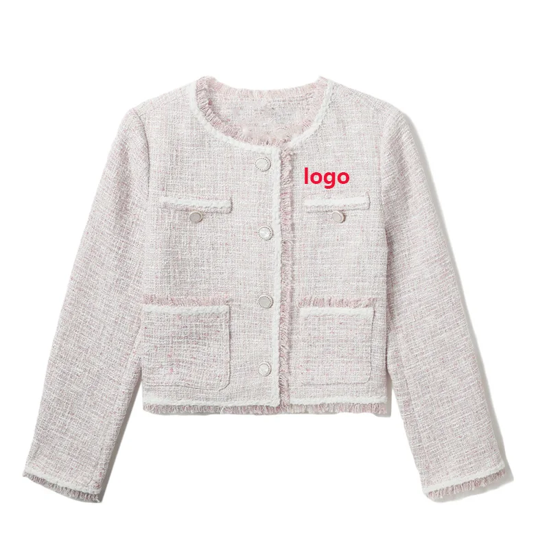 Wholesale New Arrivals Hot Selling Paris Design Elegan Tweed Blazer Top Pink Young Light Ladies Small Fragrance Jacket