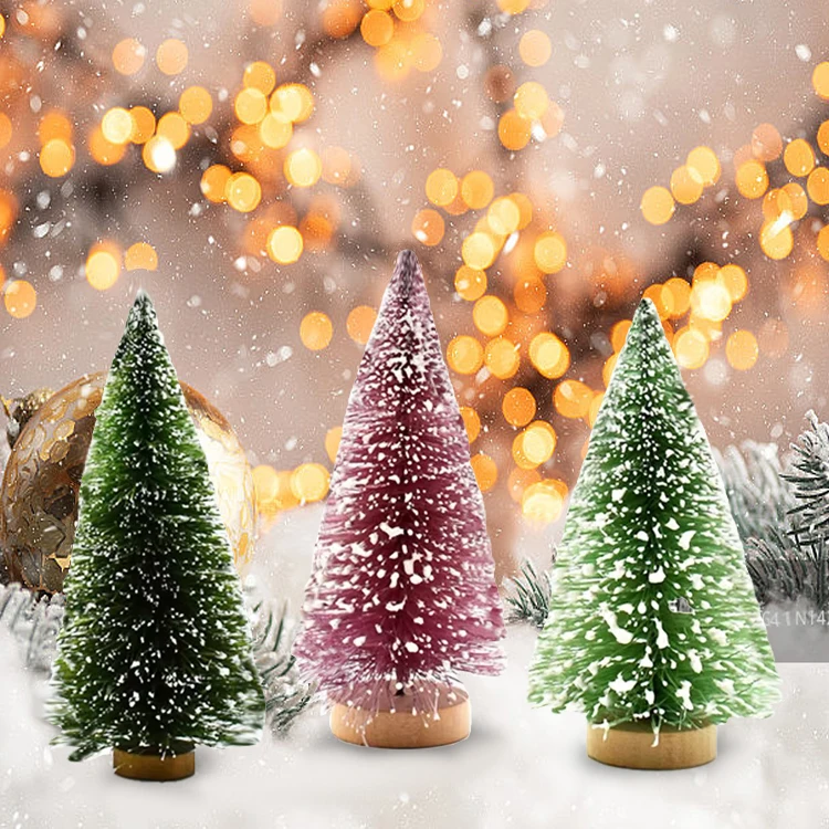 Mini Christmas tree Artificial cedar tabletop mini window set sisal material mini Christmas tree decorations