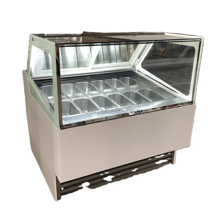 10, 12,14 pans Ice cream display refrigerator,italian ice cream display freezer