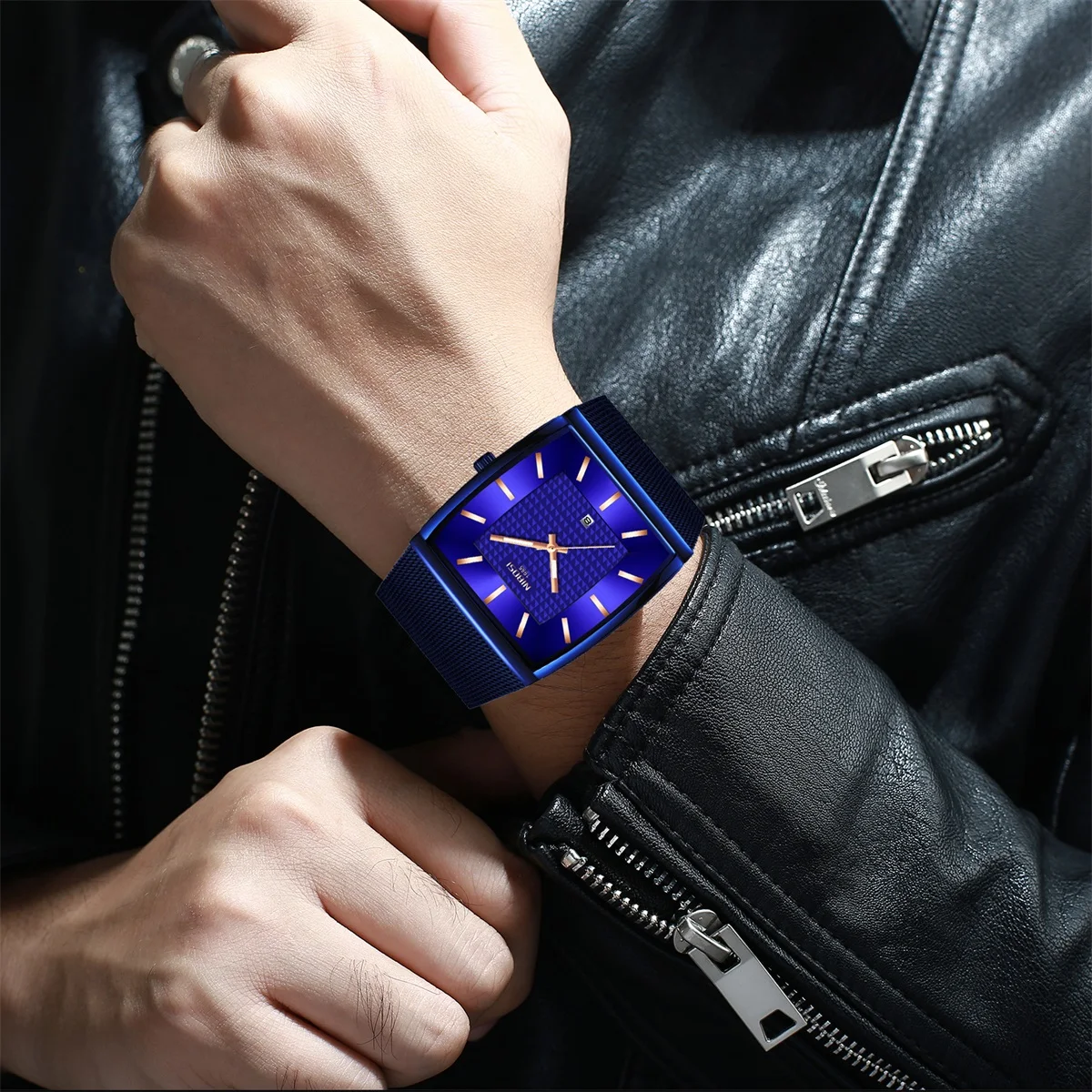 On Sale Blue Mesh Strap Red Face Cigarette Pointer Watches For Men