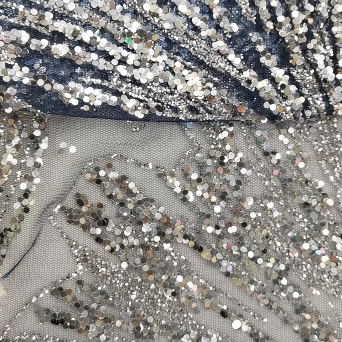 High Quality Fancy Design Shiny Glitter Bridal Wedding Lace Fabric For Lady Party Dress African Custom Silver Sequins Tulle Mesh