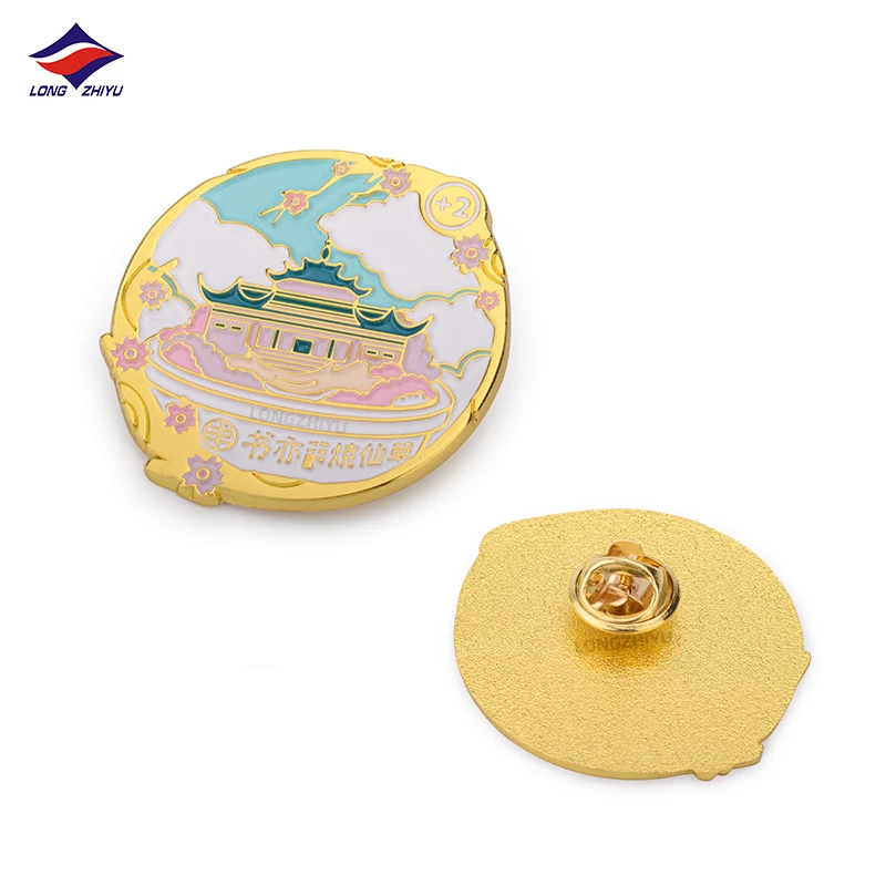 Longzhiyu 17 years design your own enamel pins custom metal cartoon badges gold plated souvenir pins