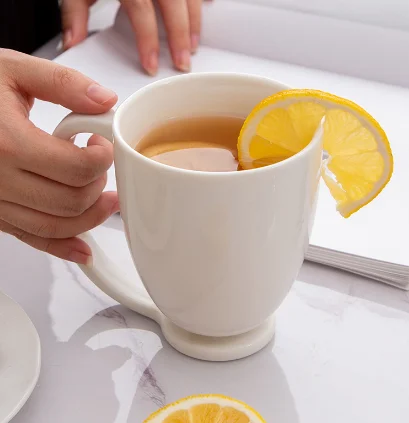 High-Value Household Suspended Ceramic Water Cup Simple Custom Logo Office and Back to School Coffee Mug Europe Design Style