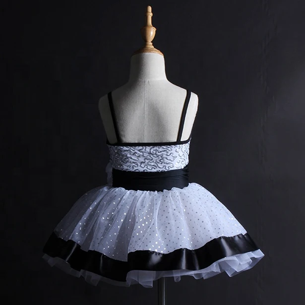Kids Ballroom Clothing white Sequined Modern Dance Tutu Dress Girls Jazz Dance Dresses Children Stage Wear Princess Dress