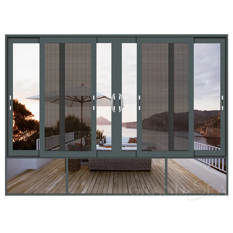 Grandsea Australian Standard Double Glazed Sliding Window Top Grade Double Glazed Sliding Aluminum Windows