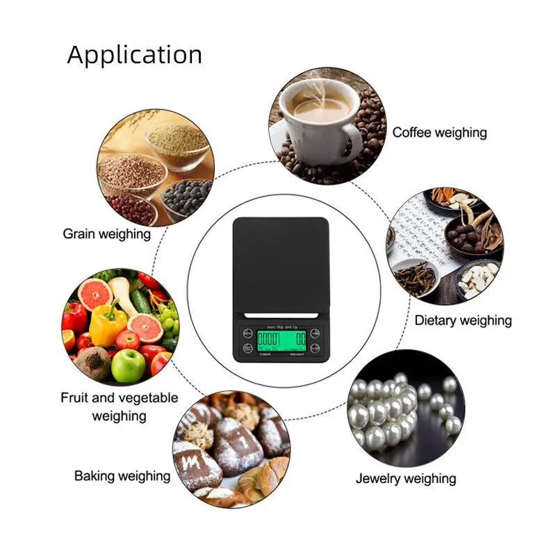 Yoshan Wholesale LFGB  3/5kg  Smart  Mini Digital Coffe Balance  with Tare Timer Function Espresso Kitchen Food Coffee Scale