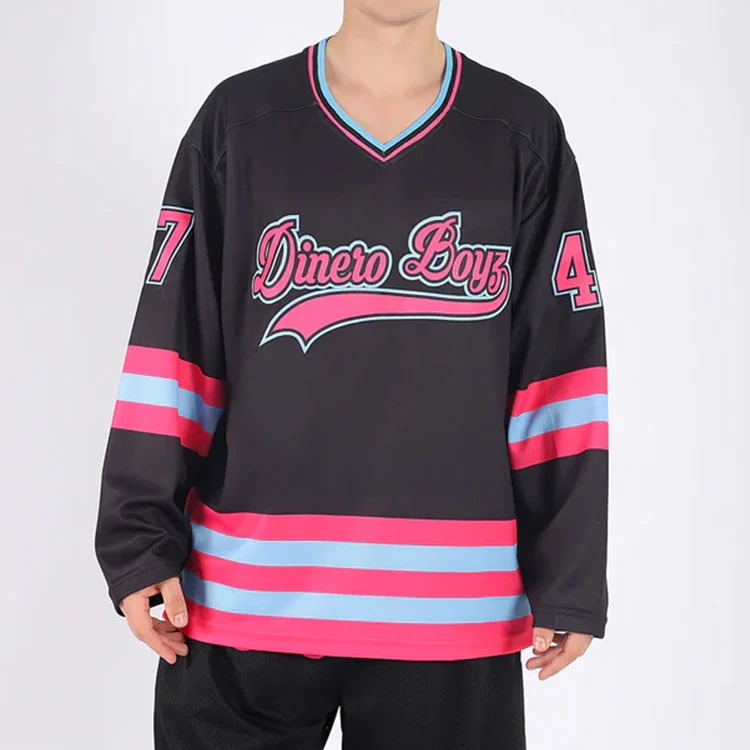 High Quality Hockey Wear Vintage Funny Sublimation Embroidered Long Sleeve Custom Men Ice Hockey Jersey
