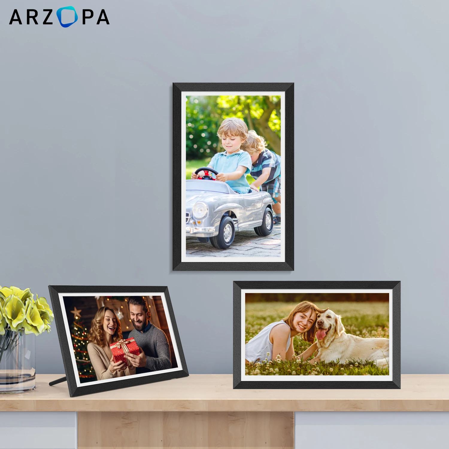 Arzopa 14.0 Inch Touch Screen 16GB Internal Memory PhotoShare Friends and Family Black Picture WIFI Digital Photo Frame