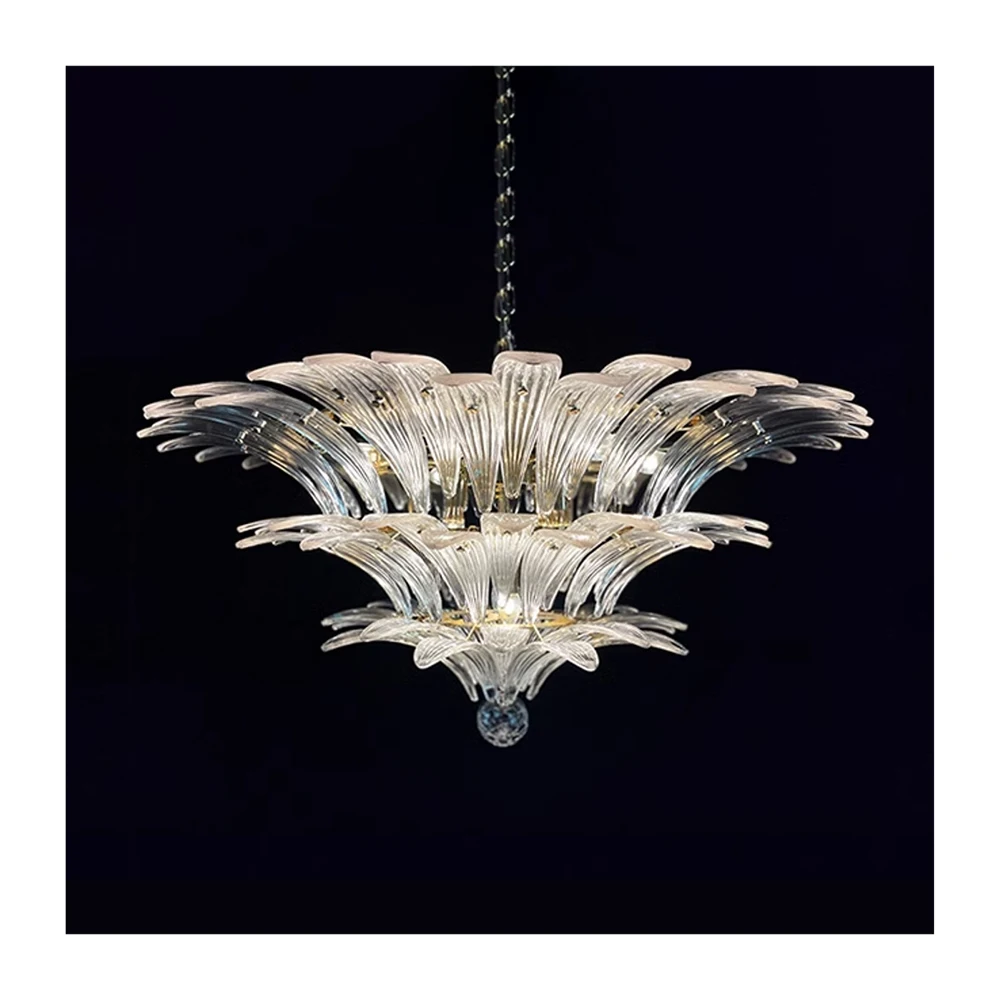 Round Ceiling Lamp Vintage Restaurant For Creative Art Metal Chandelier Shell Modern Indoor Home Luxury K9 Crystal Pendant Light