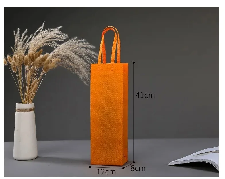 Customized Logo Wholesale Folding Single Bottle Non-Woven Wine Bag Promotional Wine Gift tote Bag 2 3 4 6 Bottle With Printing