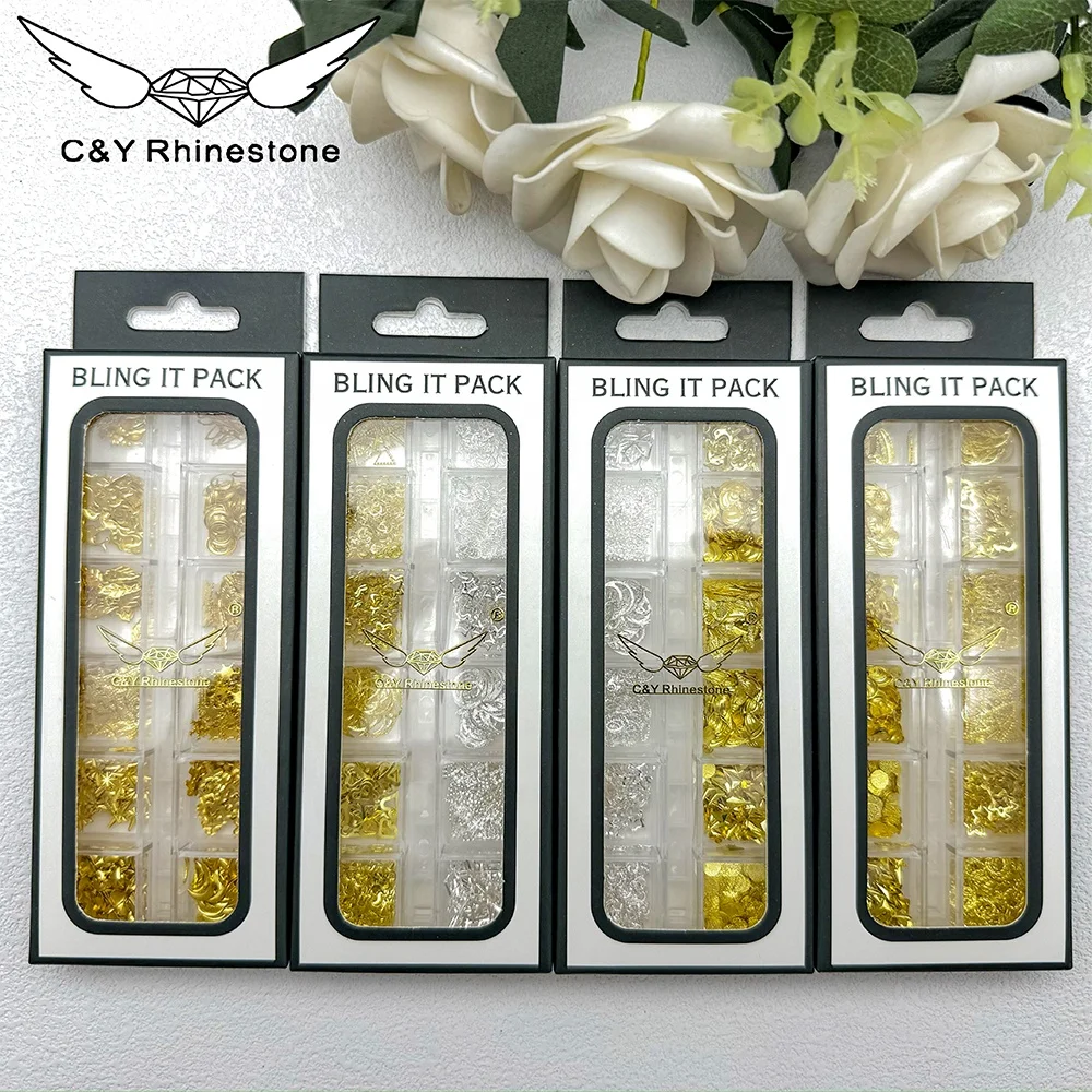 CY 3D Nail Art Metal Nails Rivet Gold Metallic Nail Sequins Charms Tips Decoration Accessories