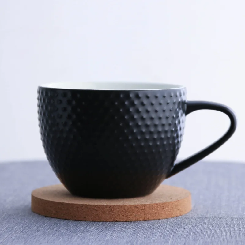 15OZ Porcelain Cup And Aaucer Porcelain Espresso Cup Cappuccino Cups Set With Wood Coaster For Cafe Lattes