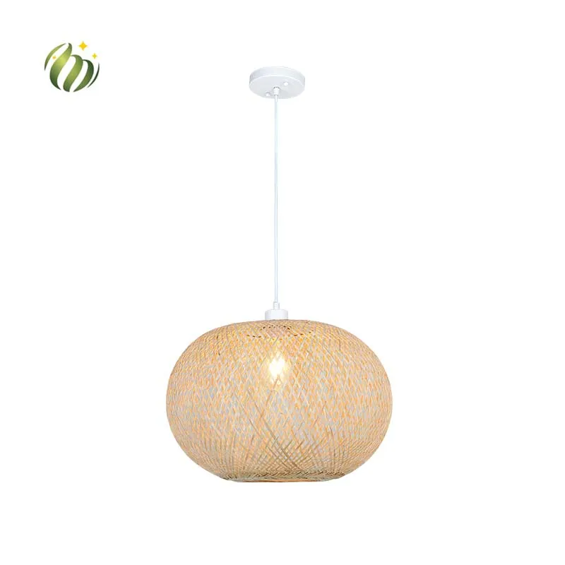 Retro Handmade Rattan Indoor Decoration Wicker Hanging Lights Bamboo Shade Lamp Pendant