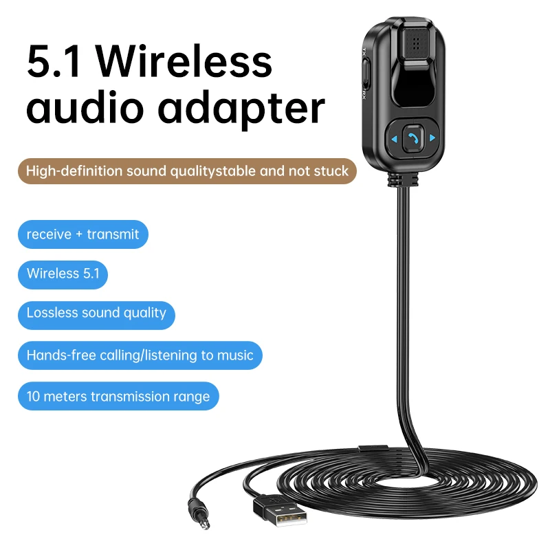 Car 3.5mm Jack FM Transmitter Wireless BT5.0 Audio Receiver with Handsfree