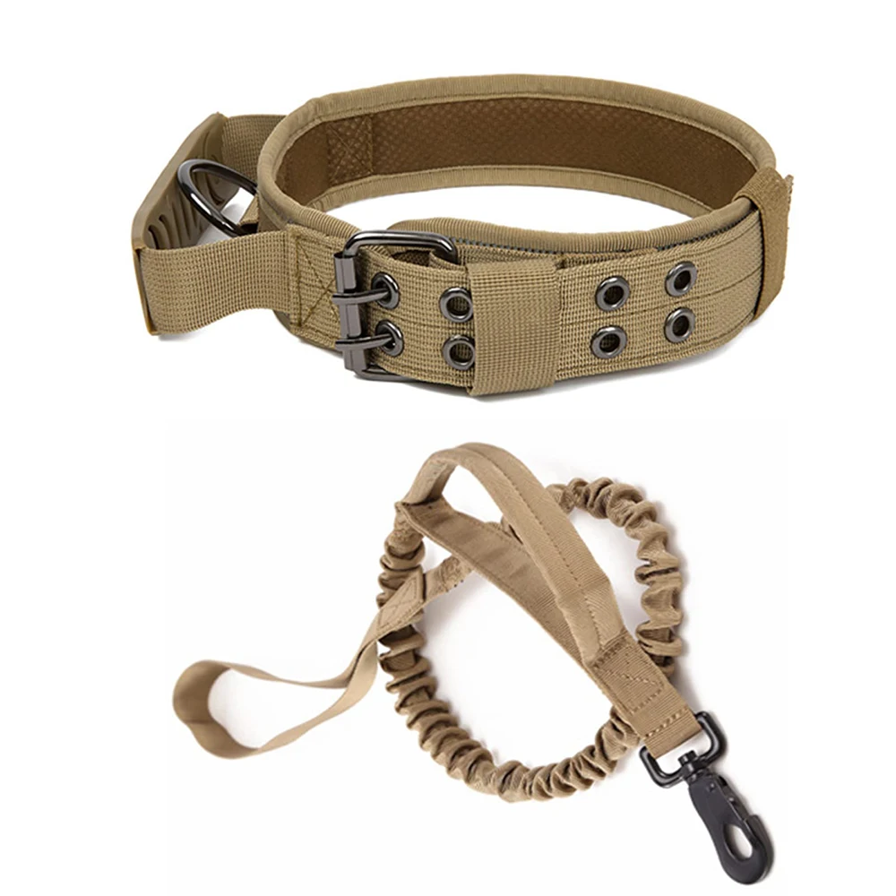 QQgift custom luxury Tactical Dog Collar and Leash Set with Quick Release Buckle Adjustable Training Dog Collar with Handle