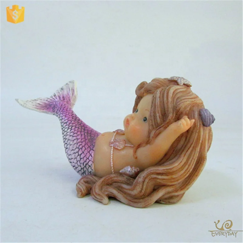 ED11408D Personalized Handmade Painted Resin Mermaid Figurine On Artificial Decoration Miniature Gift