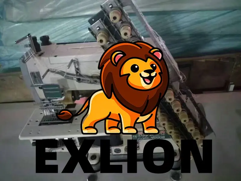 EXLION DIRECT DRIVE FOUR NEEDLE SIX THREADS FEED -OFF- THE -ARM INTERLOCK SEWING MACHINE JUKIS 35800 SEWING MACHINE