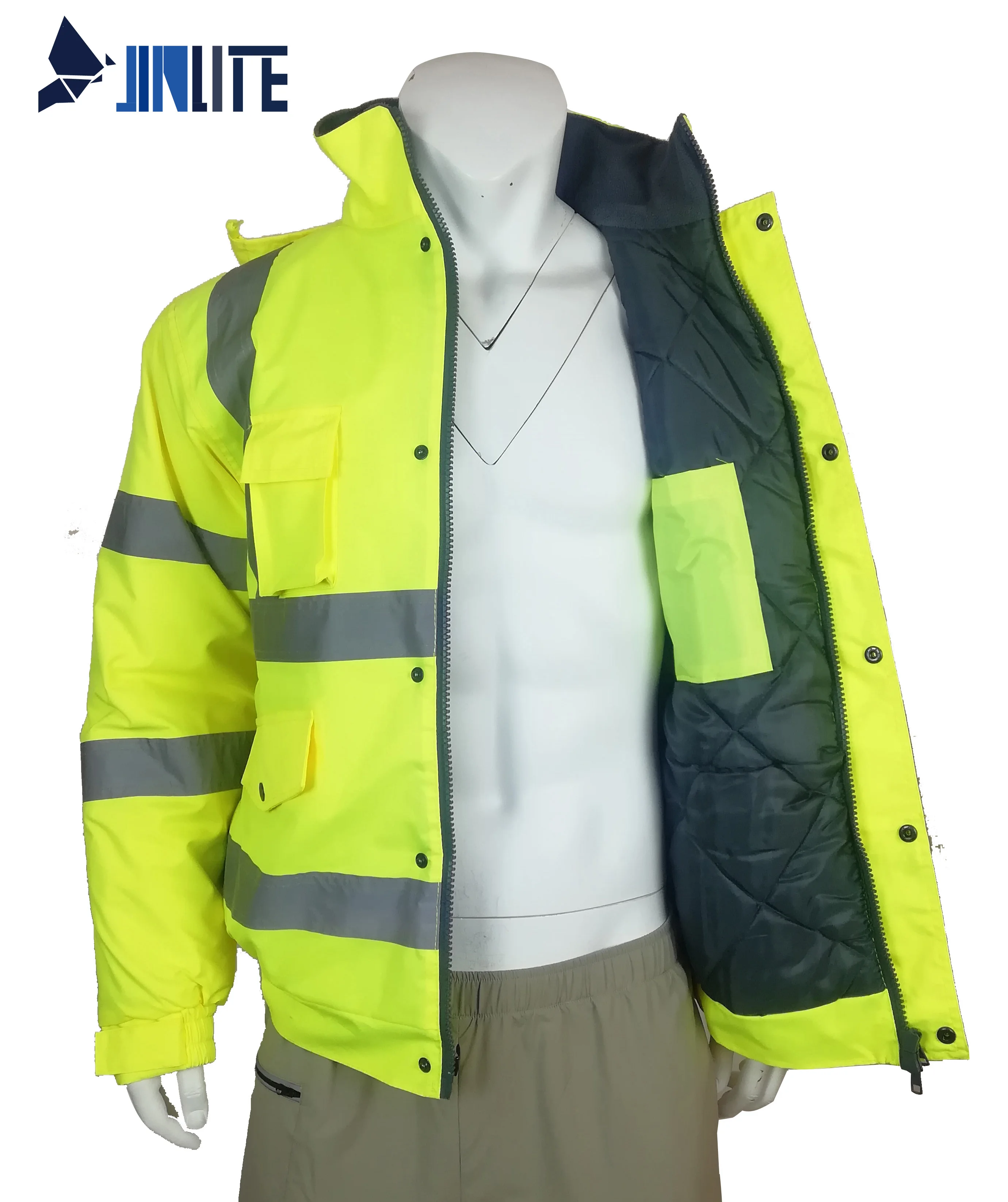 Waterproof Windproof  High Visibility Reflective Padding hivi Safety Workwear FOB Bangladesh security jacket reflective jacket
