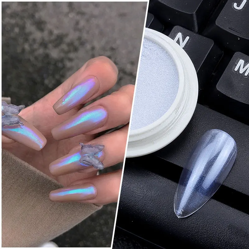 Solid ice aurora powder nail transparent aurora magic mirror powder color acrylic nail beauty powder