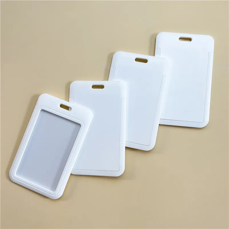 Horizontal slide hard plastic badge one-sided transparent work card cover bus card set cheap student campus card holder