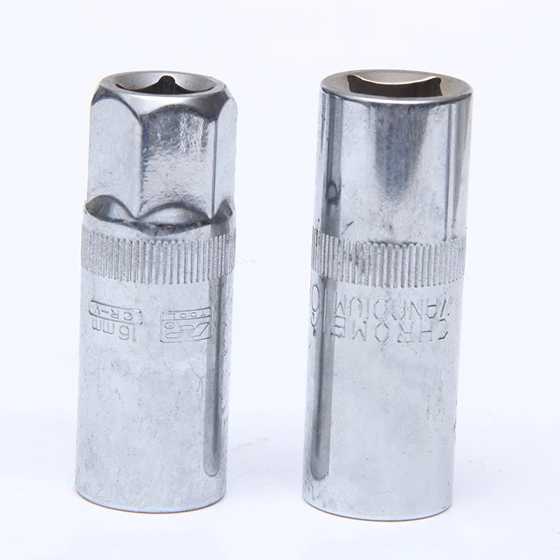 Factory supplied automotive repair and disassembly tool, extended hexagonal spark plug socket head kit